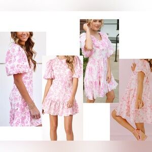 Skylar + Madison floral top tunic mini dress pink white summer beach sz Small 2